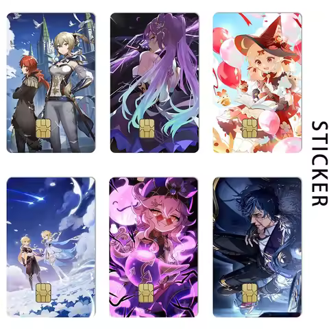 Cute Anime Genshin Impact Credit Card Sticker Styles Film Tape Skin For Credit Card Debit Card Big C