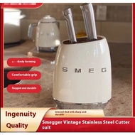 Ready Stock】SMEG 6+1 Set Premium Stainless Steel Knife Block Set kitchen household antique knife set