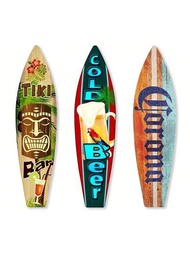 1件木質蒂基酒吧衝浪板招牌--海灘主題裝飾品，適用於家庭、房間和酒吧--冷啤酒和飲料海灘牌匾--裝飾性牆藝品（4.5x17in / 11cmx43cm）