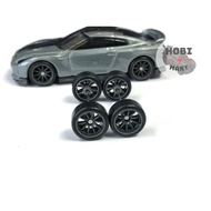 Z041 Hot Wheels Rubber Wheels Tayar Getah 10 Spoke CE28 Dark Grey 10mm Long Axle JDM