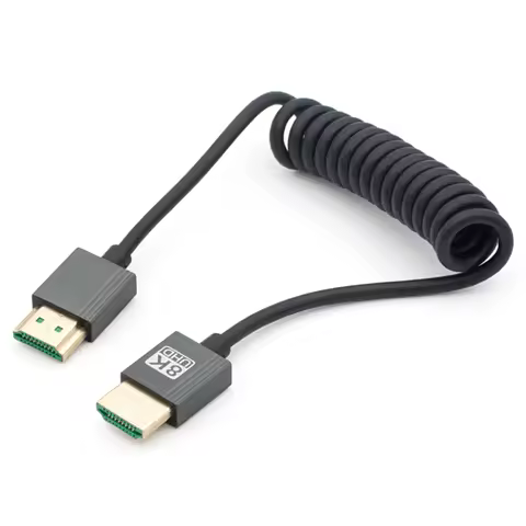 Portable 8K UHD Cable Standard HD Mini-HD Micro-HD Stretch Spring Curl Flexible HD2.1 Cord for PC Ta