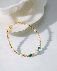 Akoya 祖母綠 18K金 月亮管手鏈