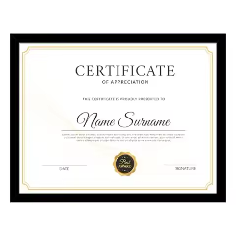8.5x11 Picture Frame Black, 8.5 by 11 Award Certificate Diploma Document Frames for Wall or Tabletop