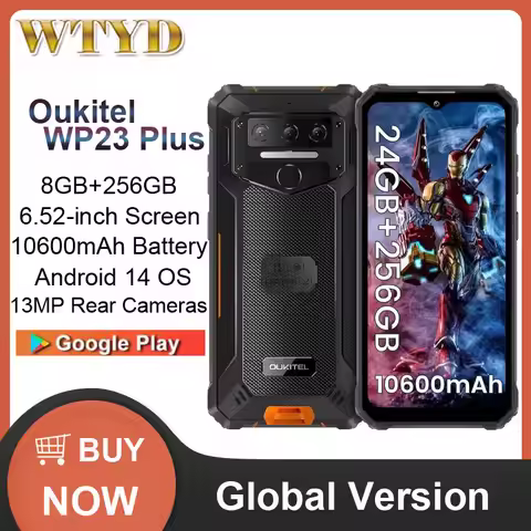 Oukitel WP23 Plus Rugged Phone 8GB+256GB 6.52 inch Android 14.0Unisoc T606 Octa-core 10600mAh NFC 4G