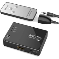 TechRise HDMI Switch Splitter, 2.0b 3x1 Port 4K@60Hz Ultra HD 3D 1080P HDMI Audio Extractor with Pig