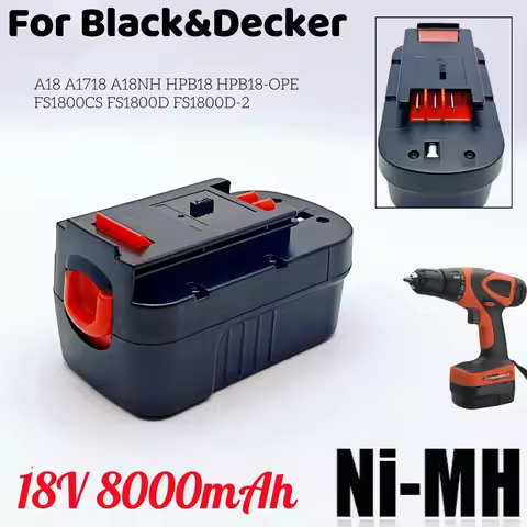 18V 8.0Ah power tool battery for Black&Decker A18 A1718 A18NH HPB18 HPB18-OPE FS1800CS FS1800D FS180