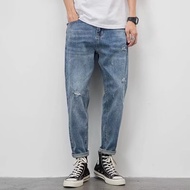 Jeans Men Versatile Pants Loose Pendant Wide-Leg Long Literary Casual Trendy Korean Denim Trousers (