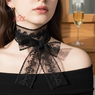 [AXK] Flower Lace Ne Strap Chic Korean Style Hair Band Neerchief Adjustable Dress Decoration for Gir