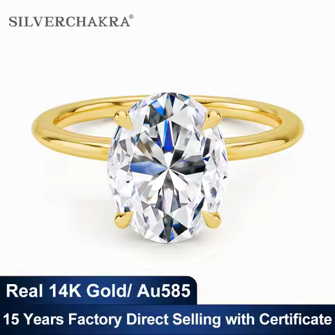 AU585 2ct 3ct Oval Moissanite Diamond Ring for Women 100% 14K Gold Egg Shaped Wedding Band Classic L