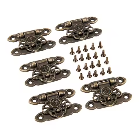 DRELD 5Pcs Antique Bronze Alloy Latch Hardware Decorative Jewelry Gift Wooden Box Suitcase Hasp Latc