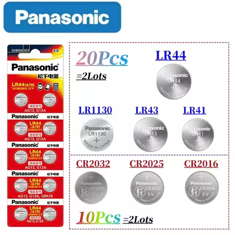 10pcs Original Panasonic CR2032 CR2025 CR2016 LR44 LR43 LR41 LR1130 battery CR 2032 CR 2025 LR 44 A7