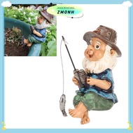 GOLE Fishing Gnome Sitter Funny UV Resistant Resin Decorative Outdoor Garden Lawn Gnome For Yard Law