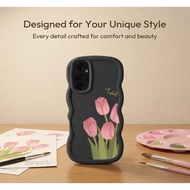 For Samsung Galaxy S26 S25 FE Plus Ultra A/M/F Silicone Protective Case Tulips Wavy Casing Cover