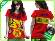 Baju Kaos Jersey Wanita PIALA DUNIA 2022 SPAIN SPANYOL Fullprint
