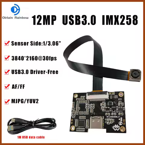 4K 12MP HD USB3.0 Camera Module IMX258 CMOS Wide Angle Autofoucs UVC plug and play Type-C