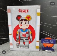 BEARBRICK 招財貓 ペコちゃん 福 銀メッキ 100% & 400%  招き猫 peko 牛奶妹 be@rbrick