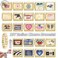 Gold Bottom Rich Guys Italian Charm Bracelet Fit 9mm Stainless Steel Bracelet DIY Jewelry Making Acc