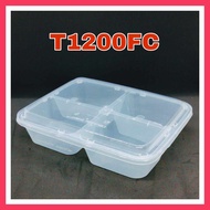 TAGE T1200FC 4 Compartment Lunch Box Dome LID / Tapau / Disposable Plastic Food Box - Bento Box - 12