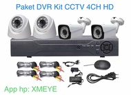 PAKET CCTV 4 CHANNEL FULL HD 2MP H265+ 4 KAMERA FULL HD DVR 1080P IR SONY KOMPLIT HARDISK 500GB SIAP