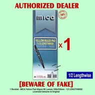 MICA Yellow Pad Pads Paper Papers 1/2 LENGTHWISE 42gsm 80 Leaves 108x330mm Ruled Pad - 1 Pad
