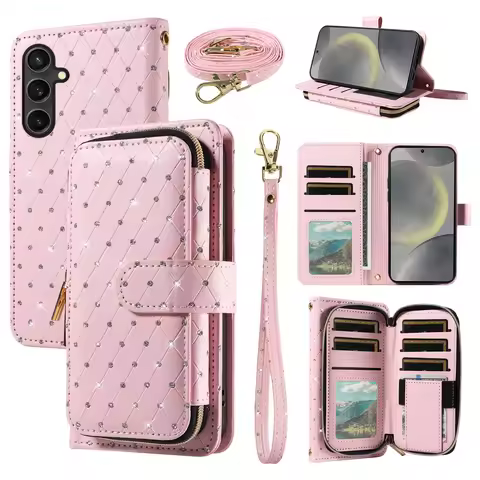 Flip Wallet Phone Case For Samsung Galaxy A06 A16 A26 A36 A56 S23 S22 S21 S20 S24 S25 Plus Ultra Edg