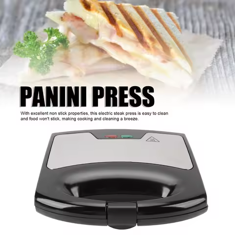 Panini Press Sandwich Maker 800W Aluminum Non Stick Electric Panini Press Grill for Home Steaks Burg