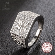 L.Z.D Trend Full Diamond Platinum Plated Lucky Wealth Rich Glyph Opening Adjustable Ring