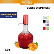 Infused Water Hand Pump 3.9 Liter Glass Drinking Water Dispenser