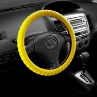 汽車方向盤矽膠套-【黃色】 可伸縮 方向盤套 方向盤皮套