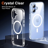 CLEAR CASE MAGNETIC MAGSAFE iphone 16 16E 16 PLUS 16 PRO 16 PREMIUM TRANSPARENT ANTI-SHOCK BACK COVE