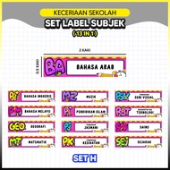 (13 pcs) SET LABEL SUBJEK MATAPELAJARAN  / Set Keceriaan Sekolah - SKS (Size 2x0.5 kaki) H-L PAPAN K