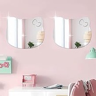 IMAKARA 2Pcs Vanity Mirror for Bathroom Bedroom Door Decor Acrylic Makeup Mirror Decorative Wall Stickers Hello Gift for Her Women Girls (12 x 10 inch, Kitty)