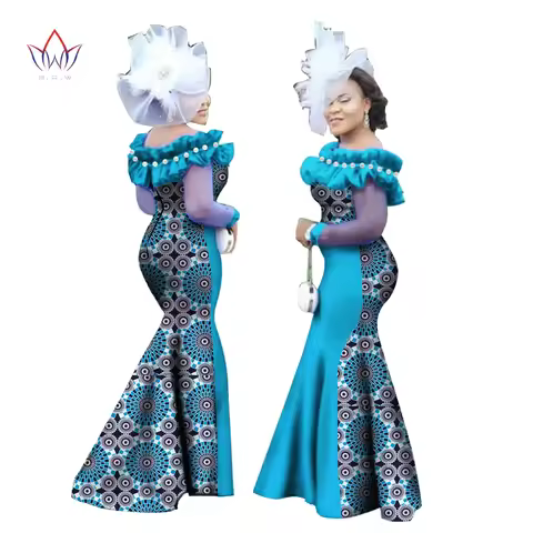 Autumn New Style Women Dress African Clothing Long Sleeve Dashiki Long Maxi Dresses for Women Plus S