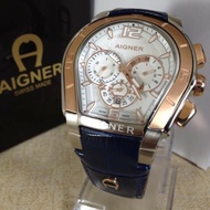 Jam Tangan Aigner Palermo Cronograp Tali Kulit Biru Super Graden AAA - Jam Tangan Aigner Palermo A58