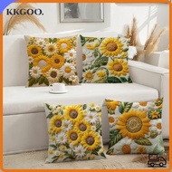 KKGOO Sunflower Pillowcase, Printed 2D Floral Sofa Cushion , Vintage Plush Fluffy Soft Square Bedroo