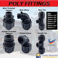 HDPE Poly Fittings Male Female Connector FTA MTA Socket Elbow Tee [ 20mm 25mm 32mm ]