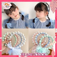 Gelang Kepala Reben Mutiara Kanak-Kanak/Kids Pearl Bow Ribbon Headband – Korean Princess Mesh Ponyta