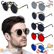 CACTUS Flip-Up Sunglasses Vintage Circle Glasses Metal Frame Steampunk Sunglasses