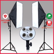 Product Photography Studio Light Set 2m Light Stand with Softbox 50x70 Light Support, 4 Bulb Holder