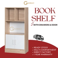 Gkolexci DIY - Wooden Bookshelf Divider Cabinet Rak Buku Almari Multipurpose Shelf Kabinet Buku Rack