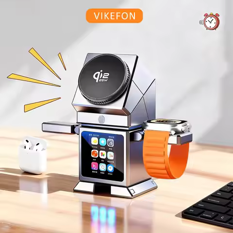 Qi2.2 25WWireless Charger LED Touch Screen Magnetic Fast Charging Station Bluetooth Speaker For iPho