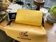 極少有黃金色鱷魚皮革長銀包