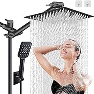 Shower Head , WEISTERLLY 12'' High Pressure Rainfall Shower Head / 3 Settings Handheld Shower Combo with 13''Extension Arm,Anti-leak Shower Head with Holder/78'' Hose, Flow Regulator (Black)