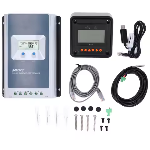 Solar Battery Controller Solar Controller MT52 Remote Control Header MPPT 40A 12V 24V with Temperatu