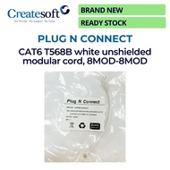 [BRAND NEW] Plug N Connect CAT6 T568B 0.2m Ethernet Cable unshielded modular cord 8MOD-8MOD White