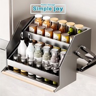 SimpleJoy Cabinet Elevator Basket Pull Down Spice Storage Kitchen Organizer Space Saving Easy Reach 