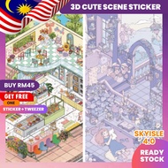 KW SKYISLE 4.0 3D Scene Sticker Cute Big A4 Size Nostalgic Collection Birthday for Goodies GA 320