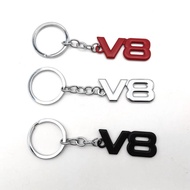 1X  V8 Logo Car Metal Key Chain Key Ring for Aygo CHR Auris Rav4 Yaris Corolla Avalon Avensis Exteri