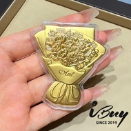 IBUY 999 Gold Plate Holding Flowers 0.2G 24K (999)