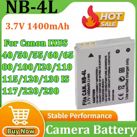 3.7V 1400mAh NB-4L Battery NB4L Camera Li-ion Battery for Canon IXUS 40 50 55 60 65 80 100 I20 110 1